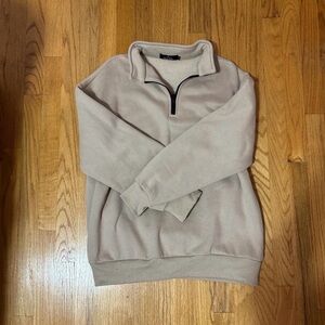 Women's Tan Zip-Up Sweater